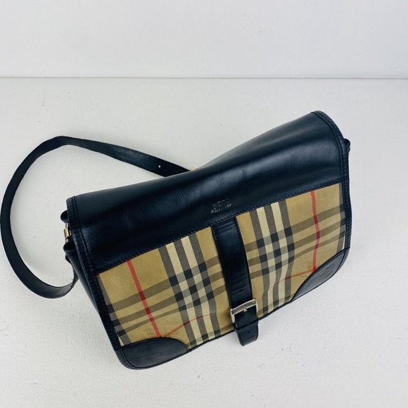 Burberry Vintage Beige and Black Nova Check Leather Logo Shoulder Handbag - Picture 12 of 12